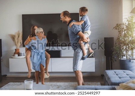 Image, Stock Photo Woman performing handstand while practicing yoga on street