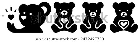 Teddy Silhouette: Cute Bear Icon, Childhood Symbol, Flat Vector Illustration