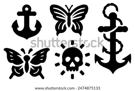 Similar – Image, Stock Photo Tattoo Flat Design Icon Set