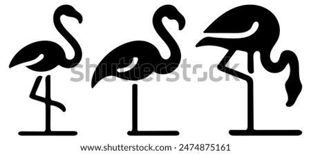 Flamingo Icons, Perfect for Nature and Tropical Themes - Flat Vector Illustration