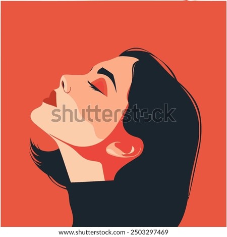 Women Portrait, Elegant and Expressive Design - Flat Vector Illustration