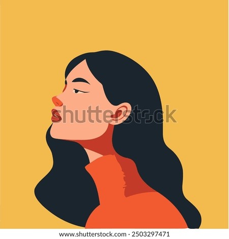 Women Portrait, Elegant and Expressive Design - Flat Vector Illustration