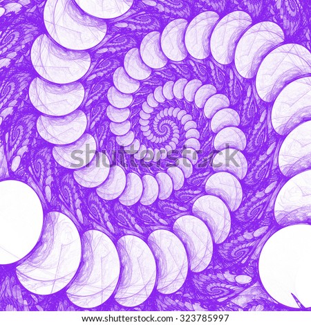 Abstract violet spiral on white background. Computer-generated fractal in violet and white colors