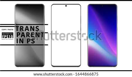Smartphone mock up design Samsung Galaxy S20 plus ultra 2020 on transparent background for presentation