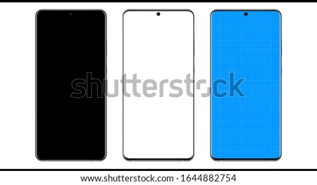 Smartphone mock up design Samsung Galaxy S20 plus ultra 2020 on transparent background blueprint for presentation