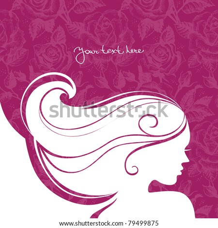 Background With Beautiful Girl Silhouette Stock Vector Illustration ...