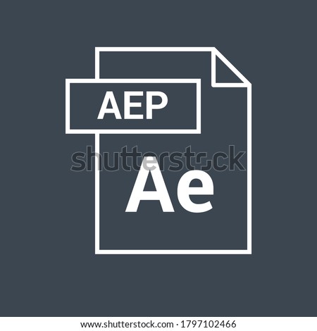 AEP Vector Icon. After Effects File Icon. Thin Line Vector Illustration. Expand to any Size - Easy Change Color
