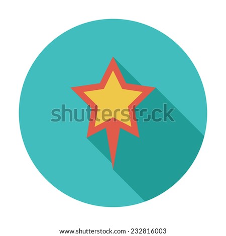 Star pin. Single flat color icon. Vector illustration.