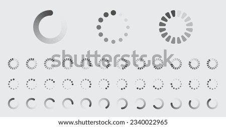 Circular Loading Buffering Icons Vector Set Video Ready for Animation Gif 12FPS All Keyframes Frames Bufring Circle Waiting for Connection Buffer Preloader Download Symbol Easy Replace Color