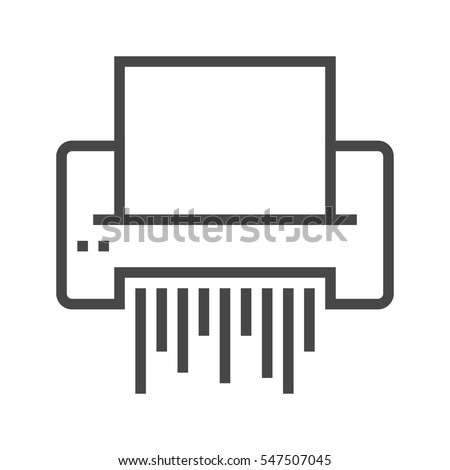 Paper Shredder Thin Line Vector Icon Isolated on the White Background.