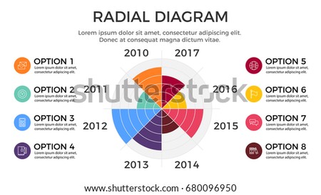 Radial Diagram Infographic Element - Business Vector Illustration in Flat Design Style for Presentation, Booklet, Website, Presentation etc. Isolated on the White Background.