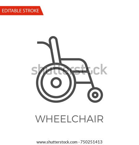 Wheelchair Thin Line Vector Icon. Flat Icon Isolated on the White Background. Editable Stroke EPS file. Vector illustration.