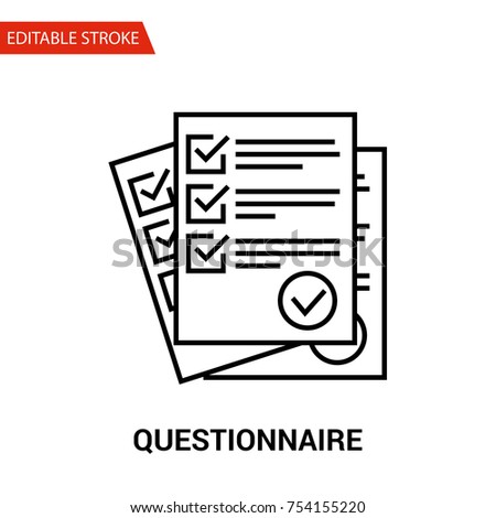 Questionnaire Icon. Thin Line Vector Illustration. Adjust stroke weight - Expand to any Size - Easy Change Colour - Editable Stroke - Pixel Perfect