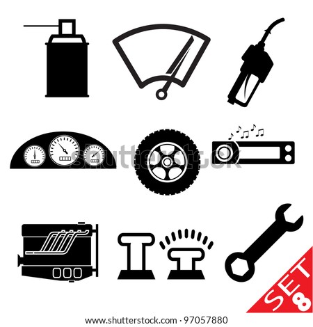 Car part icon set 8. Vector Illustration.