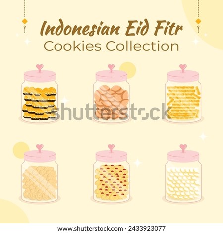 Indonesian Eid Fitr Cookies Tradition Flat Illustration in Jar