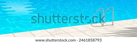 swimming pool blue water ladder tiles deck poolside summer vacation resort vector illustration