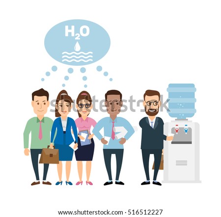 group of office people near the water cooler