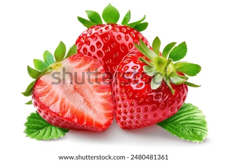 Similar – Image, Stock Photo One strawberry on green table. Part of a strawberry close-up