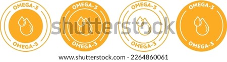 Rich in Omega-3 icon. Badge, symbol, logo vector on transparent background.