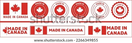 made in Canada icon set. Canadian product icon suitable for commerce business. badge, seal, sticker, logo, symbol in colored and black Variants. Isolated vector illustration