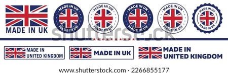 made in UK icon set. UK made product icon suitable for commerce business. badge, seal, sticker, logo, and symbol Variants. Isolated vector illustration