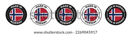 Set of Made in Norway label icons. Made in Norway logo symbol. Norway-made badge. Norway flag. suitable for products of Norway. vector illustration