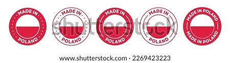 Set of Made in Poland label icons. Made in Poland logo symbol. Poland-made badge. Poland flag. suitable for products of Poland. vector illustration