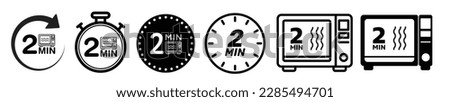 2 min microwave sign. cosmetic cream application time. black and white badge, seal, sticker, logo, and symbol variants. Isolated Vector stock