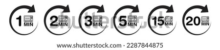 1, 2, 3, 5, 15, and 20 minutes Microwave time sign set