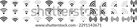 Wi-fi symbol set. router wireless technology. wi-fi hot spot icon. wifi icon vector. stock vector collection