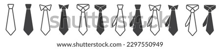 Tie icon vector set. professional necktie line symbol. businessman suit neck tie icon collection.