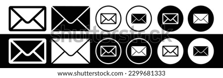 Envelope icon set. newsletter web buttons. close email letter outline vector symbol. flat thin e-mail pictogram on white background. send mail message line sign. 