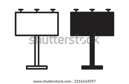 Billboard icon vector. Advertising publicity advert unipole pictogram line sign.