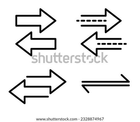Transfer arrows icon set. two ways arrows vector symbol. double shift arrows. switch or exchange trade line symbol. compare or replace arrows signs.