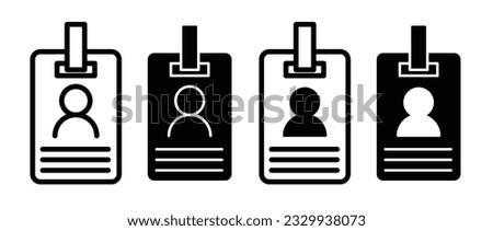 membership id card thin line vector icon set. conference identification card symbol. pass event, employee staff or visitor id card tag icon set. 