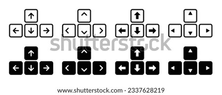 keyboard arrow key buttons set. computer navigation arrows vector symbol. up, down, lef and right keyboard arrows icons set. suitable for mobile app, and website UI design.