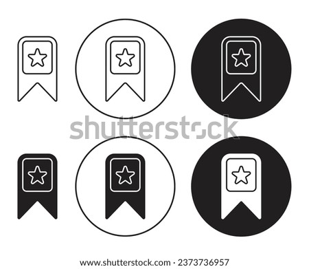 Bookmark star vector icon set in black filled and outlined style.