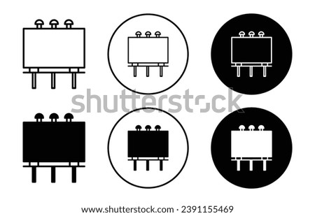 Billboard icon set. advertising display road board vector symbol. unipole signboard banner sign. street ad poster billboard icon in black filled and outlined style.