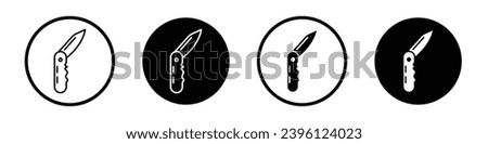 Pocket knife icon set. army small penknife tool vector symbol in black filled and outlined