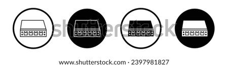 Network switch icon set. ethernet router hardware vector symbol. bandwidth server equipment sign in black filled and outlined style.