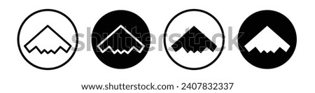 Stealth plane icon set. military bomber silhouette. stealth drone vector symbol in black filled and outlined style.