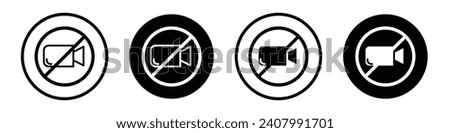 Video off social media icon set. camera off vector symbol in a black filled and outlined style. Stop Filming sign.