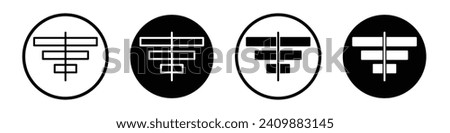 Center align icon set. Organized design in center vector symbol in a black filled and outlined style. Text align center button sign.