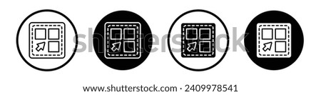 Select all icon set. Select all computer grid style button vector symbol in a black filled and outlined style.