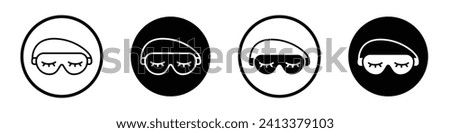 Sleep mask icon set. Night Blindfold sleeping vector symbol in a black filled and outlined style. Insomnia sleeping mask sign.