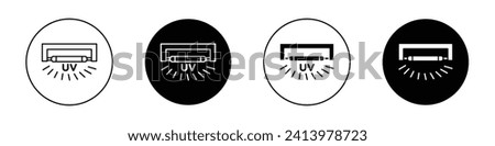 UV disinfection lamp icon set. Ultraviolet antibacterial lamp vector symbol in a black filled and outlined style. Uvc sterilize Lamp sign.