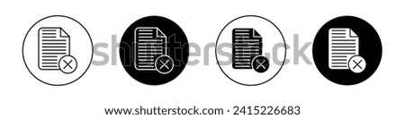 Cancel file icon set. Cancel Contract Document File vector symbol in a black filled and outlined style. Business agreement paper remove Sign.