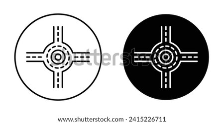 Road junction icon set. Road Junction and Infrastructure Vector Symbol in a Black Filled and Outlined Style. Interchange and Crossroad Construction for Traffic Flow Sign.