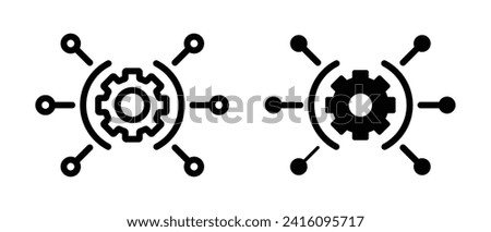 Useful functions icon set. cogwheel useful research vector logo symbol in black filled and outlined style. Multi cog business sign.