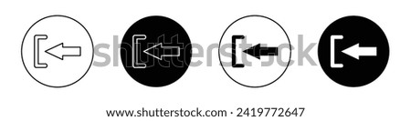 Left Arrow icon set. Previous arrow hint indication vector symbol in a black filled and outlined style. Back shift arrow sign.